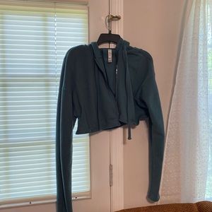 ALO Yoga Cropped Zip Up (Teal)